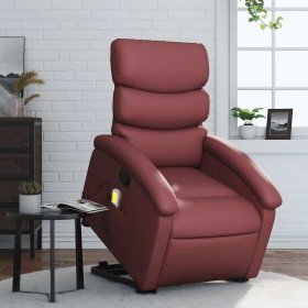 Sillón reclinable de masaje de pie cuero artificial rojo tinto en Sillones | Comprar online en Foru.es