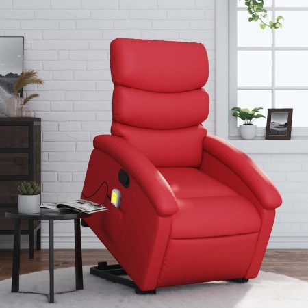 Sillón reclinable de masaje de pie cuero artificial rojo en Sillones | Comprar online en Foru.es
