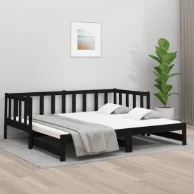 Sofá cama extraíble madera maciza de pino negro 2x(90x190) cm de , Camas y somieres - Ref: Foro24-814668, Precio: 176,14 €, D...