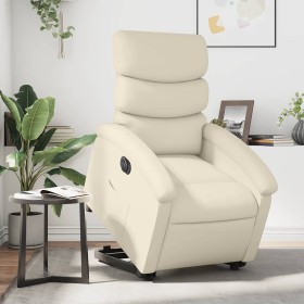 Sillón reclinable elevable eléctrico de cuero sintético crema en Sillones | Comprar online en Foru.es