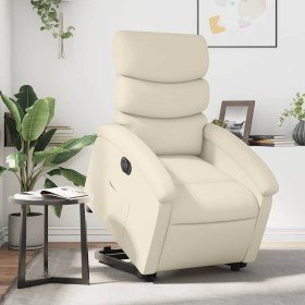 Sillón reclinable elevable eléctrico de cuero sintético crema en Sillones | Comprar online en Foru.es