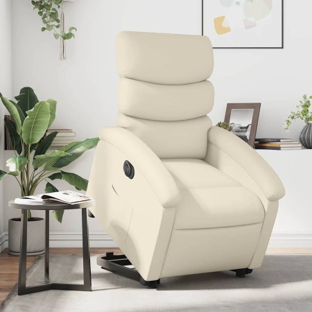Sillón reclinable elevable eléctrico de cuero sintético crema en Sillones | Comprar online en Foru.es