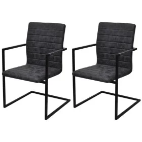Sillas de comedor voladizas 2 unidades cuero sintético negro de vidaXL, Sillas de comedor - Ref: Foro24-242285, Precio: 199,1...