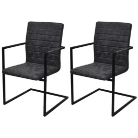 Sillas de comedor voladizas 2 unidades cuero sintético negro de vidaXL, Sillas de comedor - Ref: Foro24-242285, Precio: 204,7...