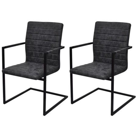 Sillas de comedor voladizas 2 unidades cuero sintético negro de vidaXL, Sillas de comedor - Ref: Foro24-242285, Precio: 204,7...