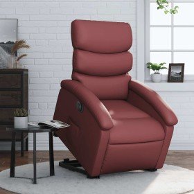 Sillón elevable eléctrico cuero artificial rojo tinto en Sillones | Comprar online en Foru.es