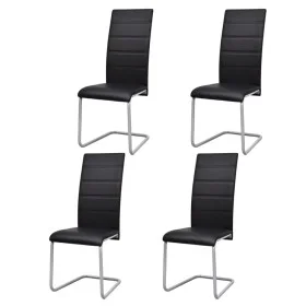 Sillas de comedor voladizas 4 unidades cuero sintético negro de vidaXL, Sillas de comedor - Ref: Foro24-242290, Precio: 207,4...