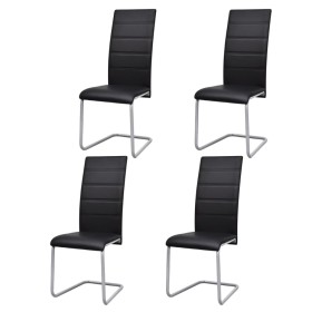 Sillas de comedor voladizas 4 unidades cuero sintético negro de vidaXL, Sillas de comedor - Ref: Foro24-242290, Precio: 232,1...