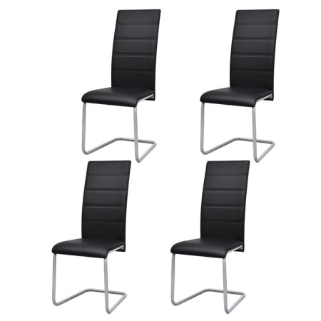 Sillas de comedor voladizas 4 unidades cuero sintético negro de vidaXL, Sillas de comedor - Ref: Foro24-242290, Precio: 232,1...