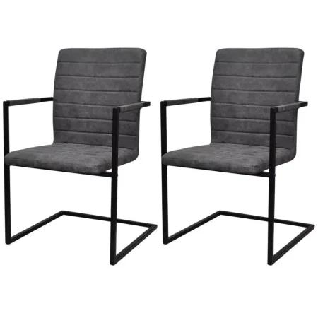 Sillas voladizas de comedor 2 unidades cuero sintético gris de vidaXL, Sillas de comedor - Ref: Foro24-242286, Precio: 180,14...