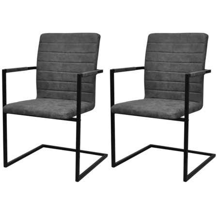 Sillas voladizas de comedor 2 unidades cuero sintético gris de vidaXL, Sillas de comedor - Ref: Foro24-242286, Precio: 181,72...
