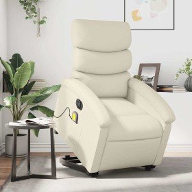 Sillón de masaje elevable eléctrico cuero sintético crema en Sillones | Comprar online en Foru.es