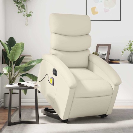 Sillón de masaje elevable eléctrico cuero sintético crema en Sillones | Comprar online en Foru.es