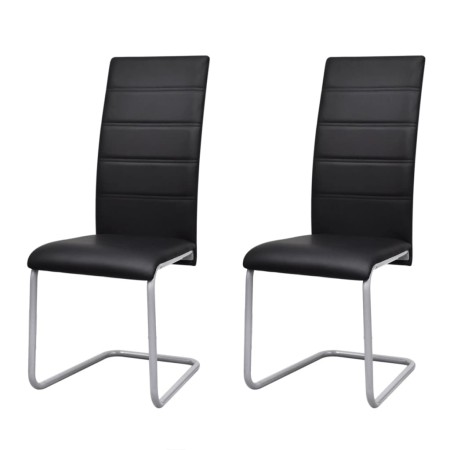 Sillas voladizas de comedor 2 unidades cuero sintético negro de vidaXL, Sillas de comedor - Ref: Foro24-242289, Precio: 130,7...