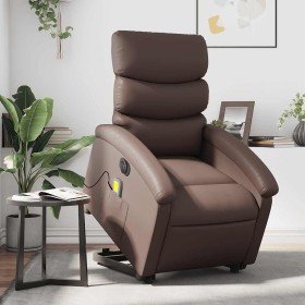Sillón de masaje elevable eléctrico cuero sintético marrón en Sillones | Comprar online en Foru.es