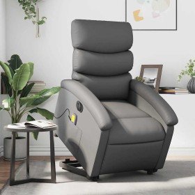 Sillón de masaje elevable eléctrico cuero sintético gris en Sillones | Comprar online en Foru.es
