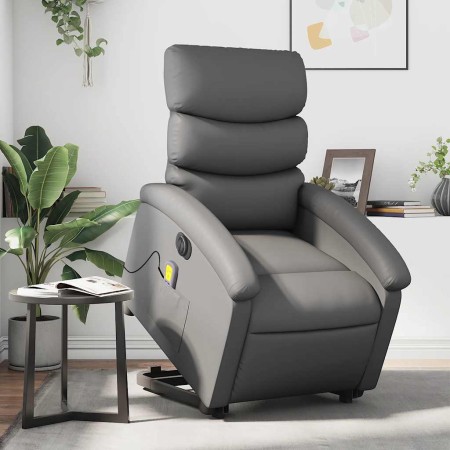 Sillón de masaje elevable eléctrico cuero sintético gris en Sillones | Comprar online en Foru.es
