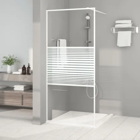 Transparent white ESG glass shower screen 90x195 cm by , Shower walls and screens - Ref: Foro24-152151, Price: 150,62 €, Disc...