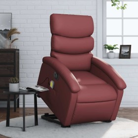 Sillón de masaje elevable eléctrico cuero artificial rojo tinto en Sillones | Comprar online en Foru.es