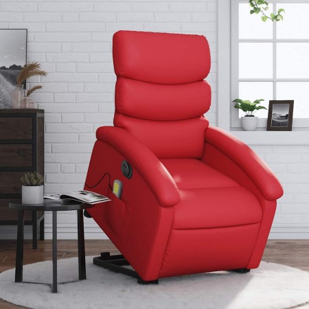 Sillón de majaje elevable eléctrico cuero artificial rojo en Sillones | Comprar online en Foru.es