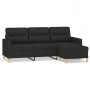 Sofá de 3 plazas con taburete de tela negro 180 cm de , Sofás - Ref: Foro24-3201077, Precio: 350,32 €, Descuento: %