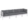 Juego de muebles de jardín 4 pzas y cojines madera maciza pino de , Conjuntos de jardín - Ref: Foro24-3096149, Precio: 345,49...