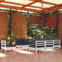 Muebles de jardín 11 pzas con cojines blanco madera de pino de , Conjuntos de jardín - Ref: Foro24-3096762, Precio: 925,42 €,...