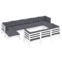 Muebles de jardín 11 pzas cojines blanco madera maciza de pino de , Conjuntos de jardín - Ref: Foro24-3097146, Precio: 941,20...