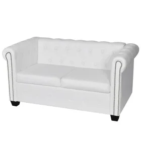 Sofá Chesterfield de 2 plazas cuero sintético blanco de vidaXL, Sofás - Ref: Foro24-242371, Precio: 365,52 €, Descuento: %