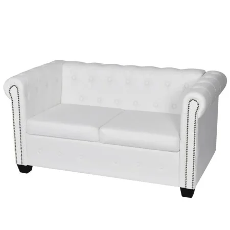 Sofá Chesterfield de 2 plazas cuero sintético blanco de vidaXL, Sofás - Ref: Foro24-242371, Precio: 365,52 €, Descuento: %