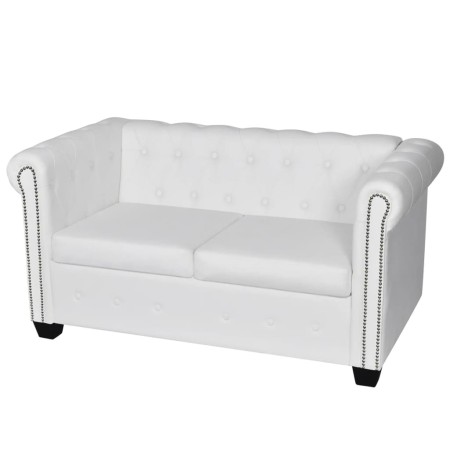 Sofá Chesterfield de 2 plazas cuero sintético blanco de vidaXL, Sofás - Ref: Foro24-242371, Precio: 373,38 €, Descuento: %