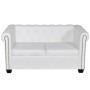 Sofá Chesterfield de 2 plazas cuero sintético blanco de vidaXL, Sofás - Ref: Foro24-242371, Precio: 373,38 €, Descuento: %
