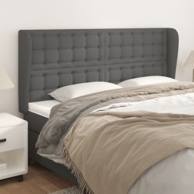Cabecero con orejas cuero sintético gris 163x23x118/128cm de , Cabeceros y pies de cama - Ref: Foro24-3118056, Precio: 131,12...