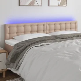 Cabecero con LED cuero sintético color capuchino 160x5x78/88 cm de , Cabeceros y pies de cama - Ref: Foro24-3121713, Precio: ...