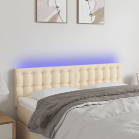Cabecero con LED de tela color crema 144x5x78/88 cm de , Cabeceros y pies de cama - Ref: Foro24-3122049, Precio: 70,86 €, Des...