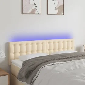 Cabecero con LED de tela color crema 144x5x78/88 cm de , Cabeceros y pies de cama - Ref: Foro24-3122049, Precio: 61,55 €, Des...