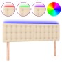 Cabecero con LED de tela color crema 144x5x78/88 cm de , Cabeceros y pies de cama - Ref: Foro24-3122049, Precio: 70,86 €, Des...