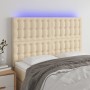 Cabecero con luces LED tela crema 144x5x118/128 cm de , Cabeceros y pies de cama - Ref: Foro24-3122861, Precio: 130,73 €, Des...