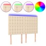 Cabecero con luces LED tela crema 144x5x118/128 cm de , Cabeceros y pies de cama - Ref: Foro24-3122861, Precio: 130,73 €, Des...