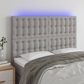 Cabecero con luces LED tela gris claro 144x5x118/128 cm de , Cabeceros y pies de cama - Ref: Foro24-3122856, Precio: 115,45 €...