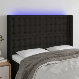 Black fabric headboard with LED 147x16x118/128 cm by , Headboards and footboards - Ref: Foro24-3124482, Price: 130,44 €, Disc...