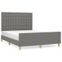 Estructura de cama con cabecero de tela gris oscuro 140x200 cm de , Camas y somieres - Ref: Foro24-3125382, Precio: 237,97 €,...