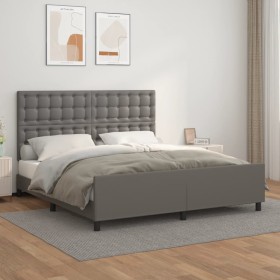 Estructura de cama con cabecero cuero sintético gris 160x200cm de , Camas y somieres - Ref: Foro24-3125583, Precio: 235,05 €,...