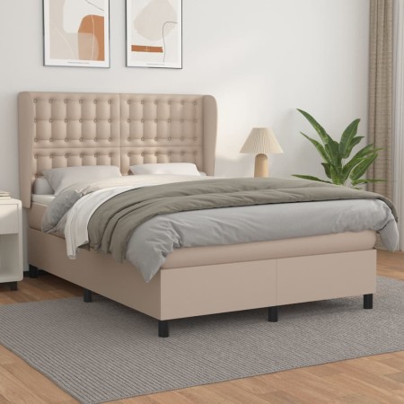 Cama box spring con colchón cuero sintético capuchino 140x200cm de , Camas y somieres - Ref: Foro24-3129038, Precio: 528,12 €...