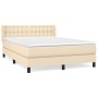 Cama box spring con colchón tela color crema 140x190 cm de , Camas y somieres - Ref: Foro24-3130030, Precio: 420,60 €, Descue...