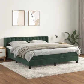 Box spring bed with dark green velvet mattress 180x200 cm by , Beds and slatted bases - Ref: Foro24-3131216, Price: 561,19 €,...