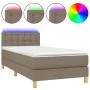 Box spring bed with LED mattress taupe gray fabric 90x200 cm by , Beds and slatted bases - Ref: Foro24-3134009, Price: 316,31...