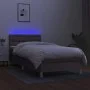 Box spring bed with LED mattress taupe gray fabric 90x200 cm by , Beds and slatted bases - Ref: Foro24-3134009, Price: 316,31...