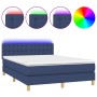 Cama box spring colchón y luces LED tela azul 140x190 cm de , Camas y somieres - Ref: Foro24-3134035, Precio: 451,00 €, Descu...