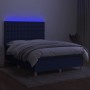 Cama box spring colchón y luces LED tela azul 140x200 cm de , Camas y somieres - Ref: Foro24-3135763, Precio: 506,14 €, Descu...